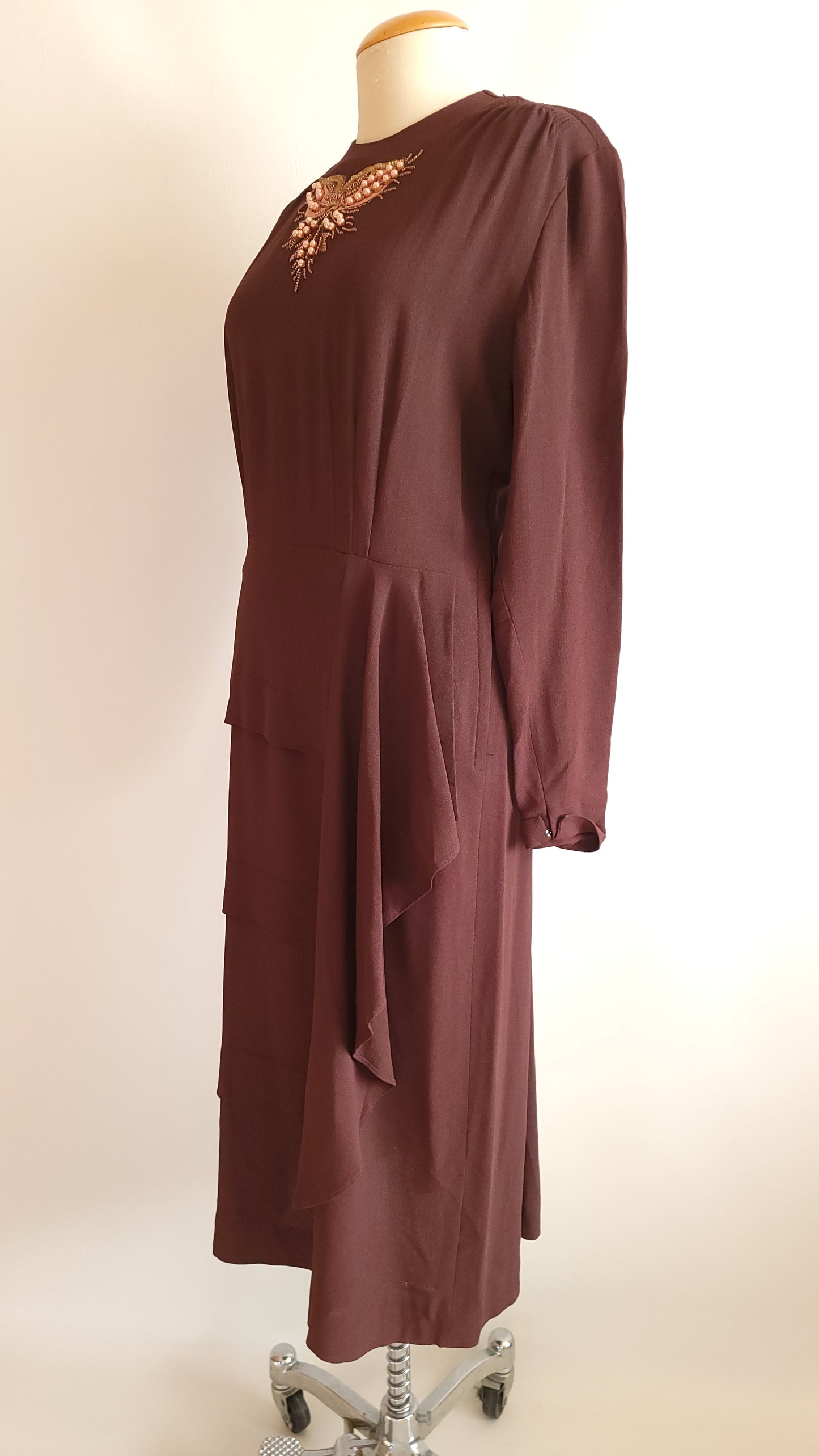 1940s Rayon Dress - Large