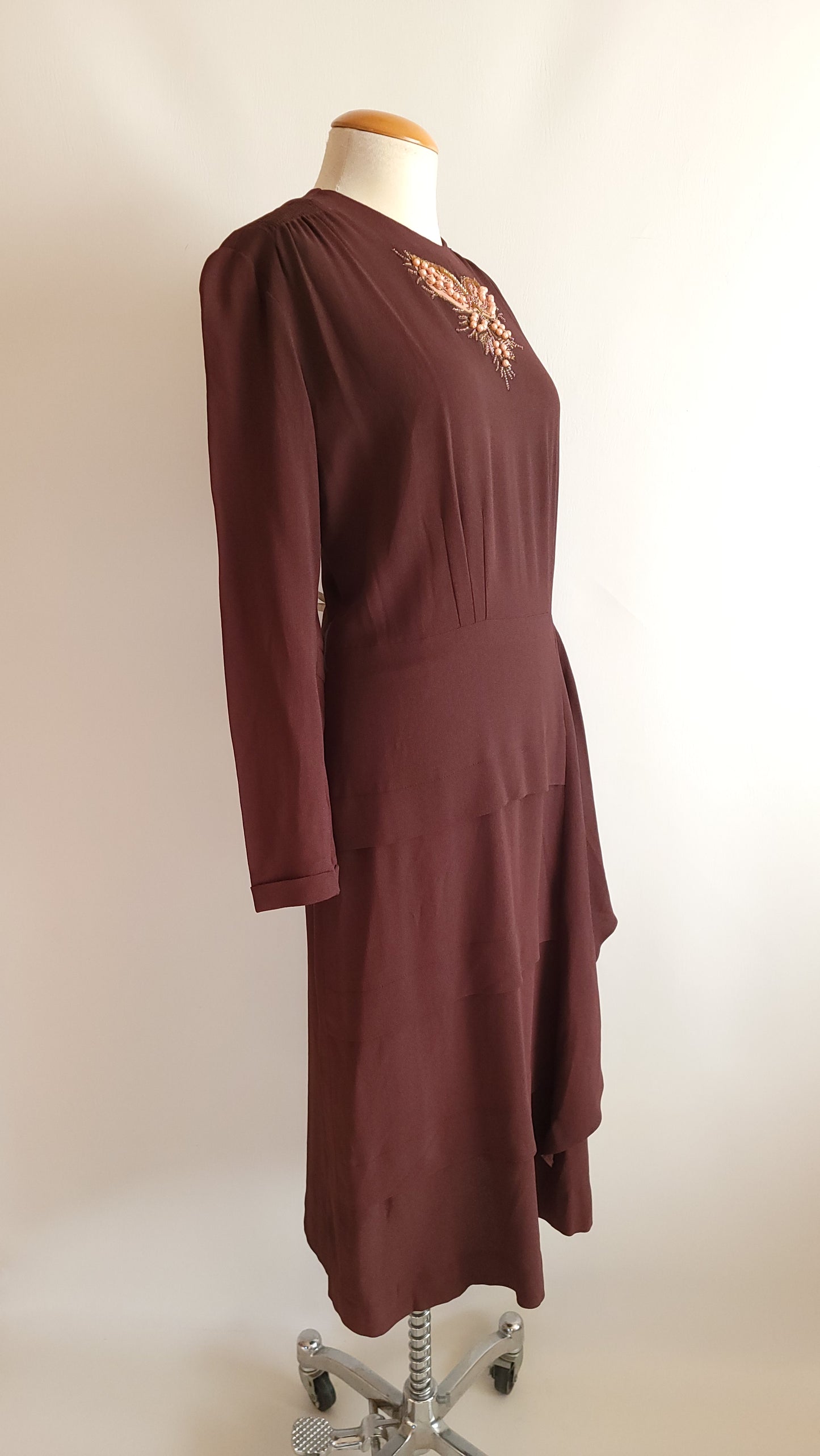 1940s Rayon Dress - Large