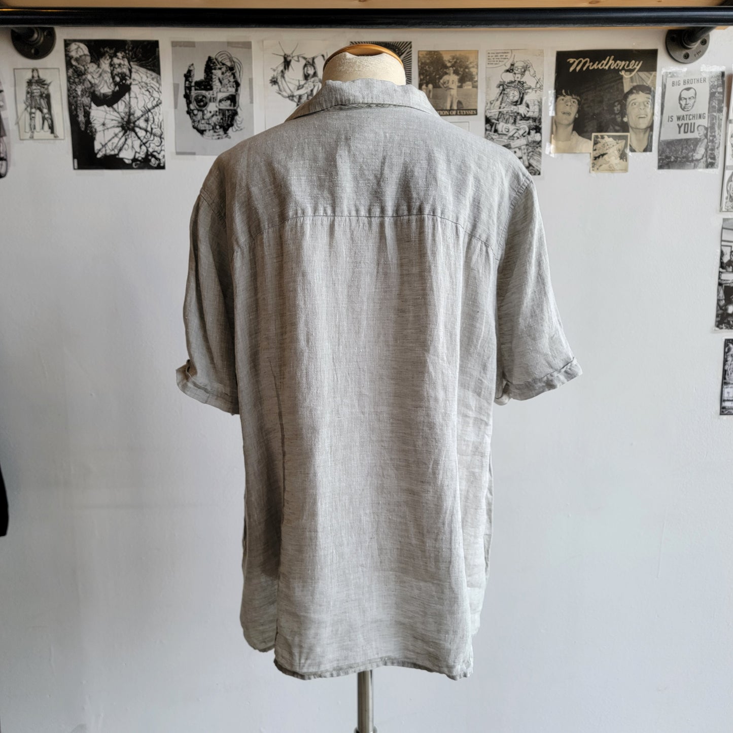 Short Sleeve Linen Shirt - XL