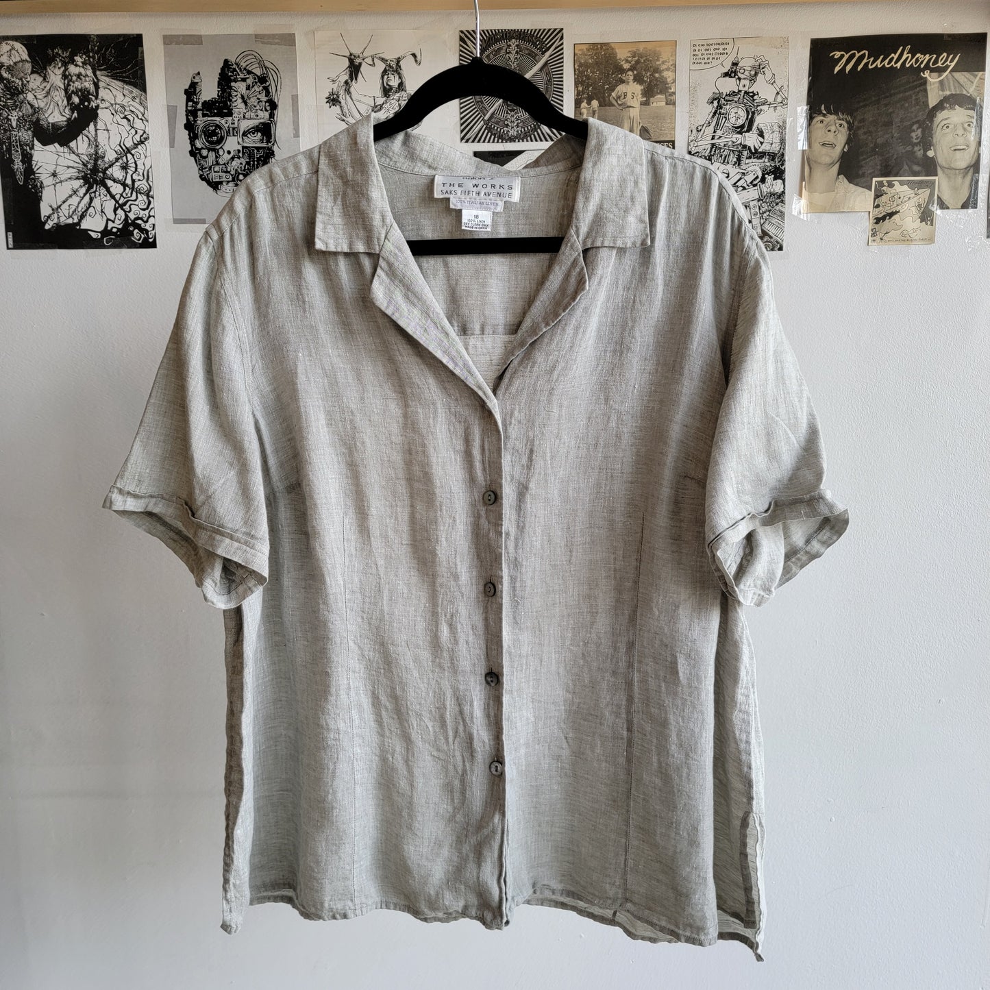 Short Sleeve Linen Shirt - XL