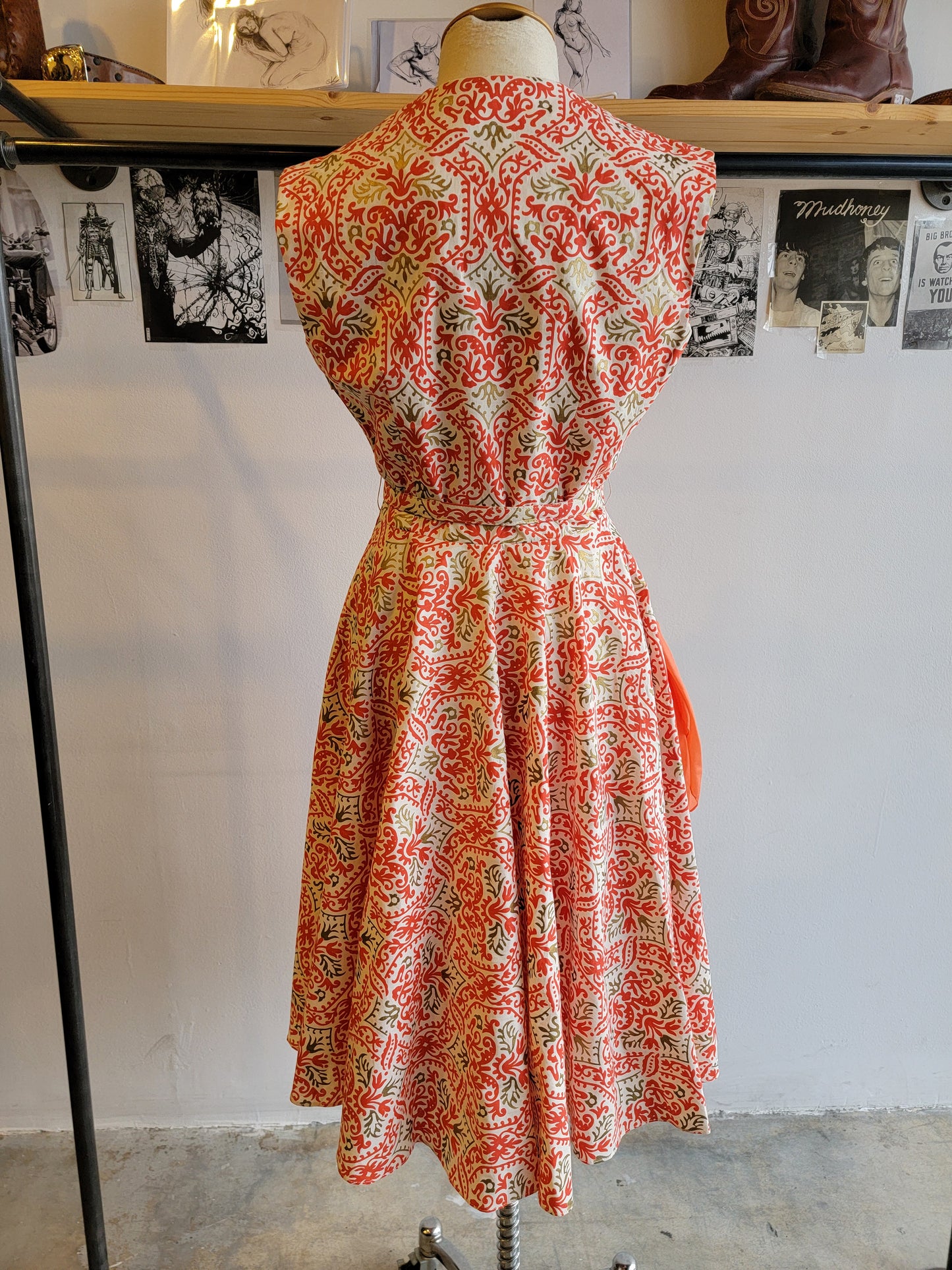 Vintage 1950s Cotton Dress - Small