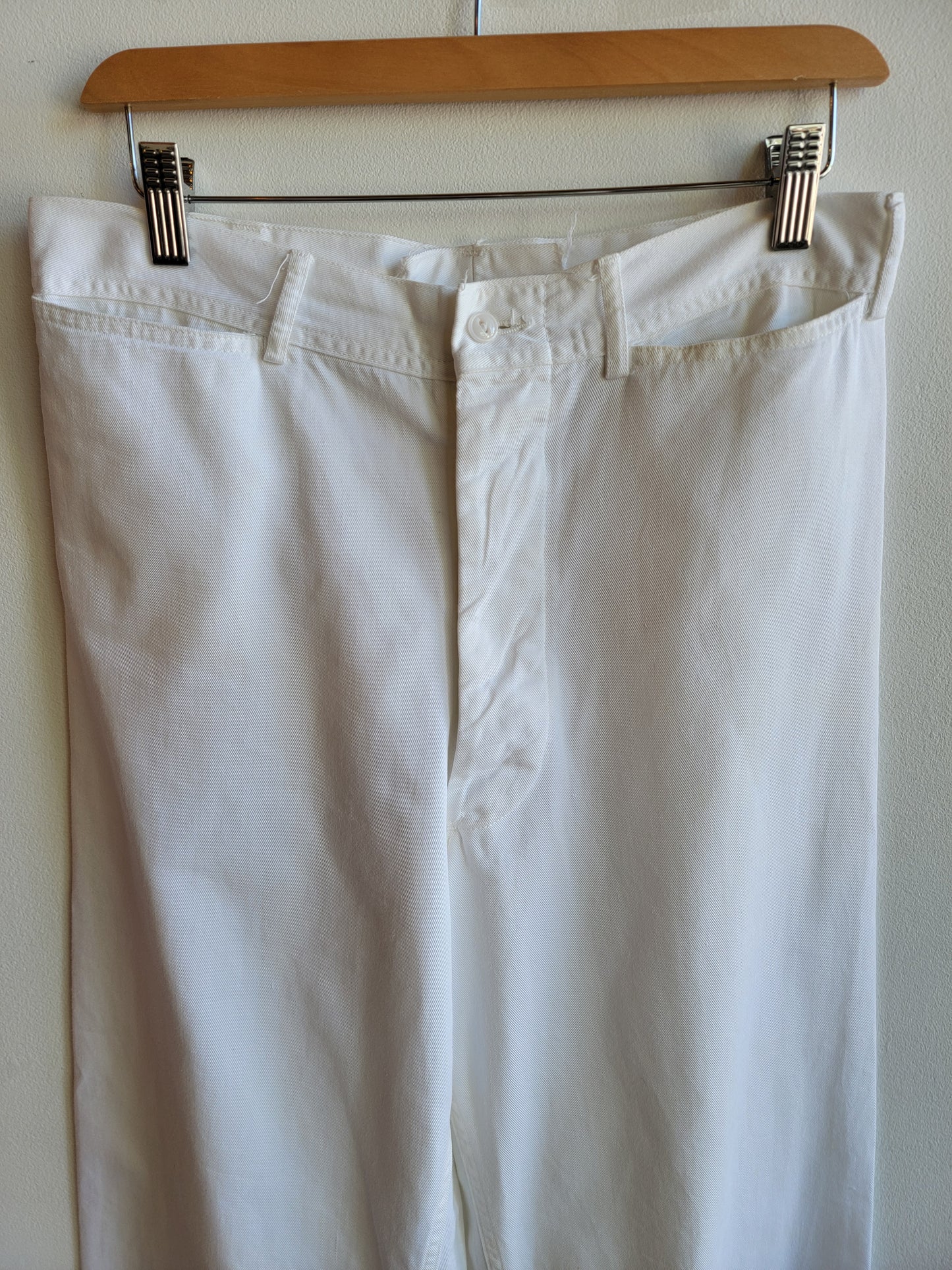 US Navy White Wide Leg Trousers - Waist 31"