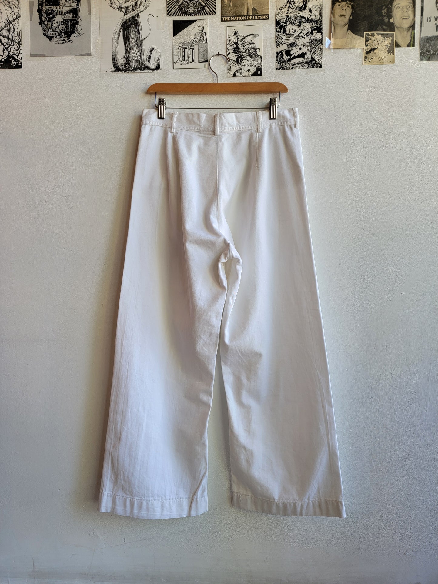 US Navy White Wide Leg Trousers - Waist 31"