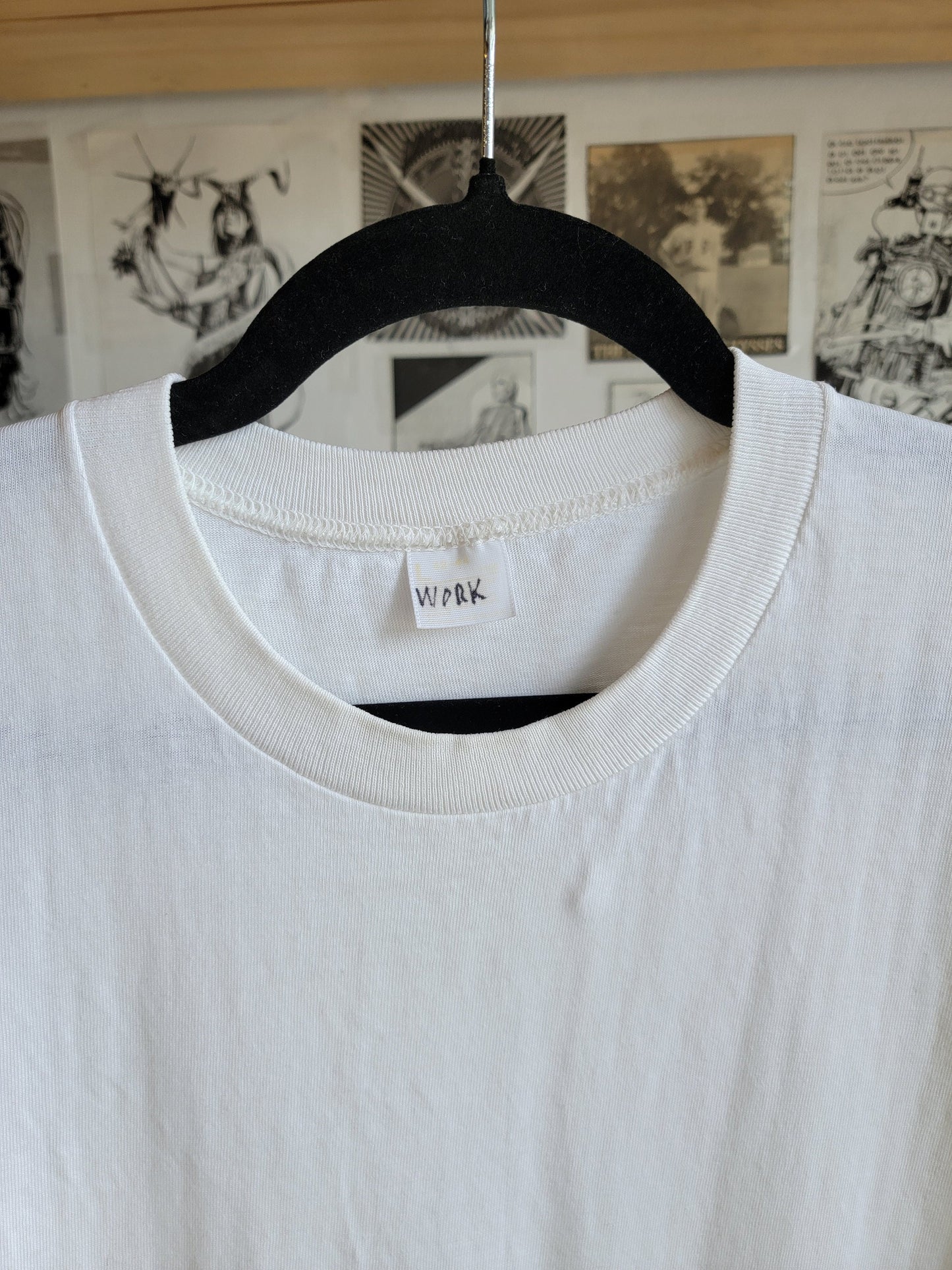 80s Plain White Cotton T-shirt - Medium