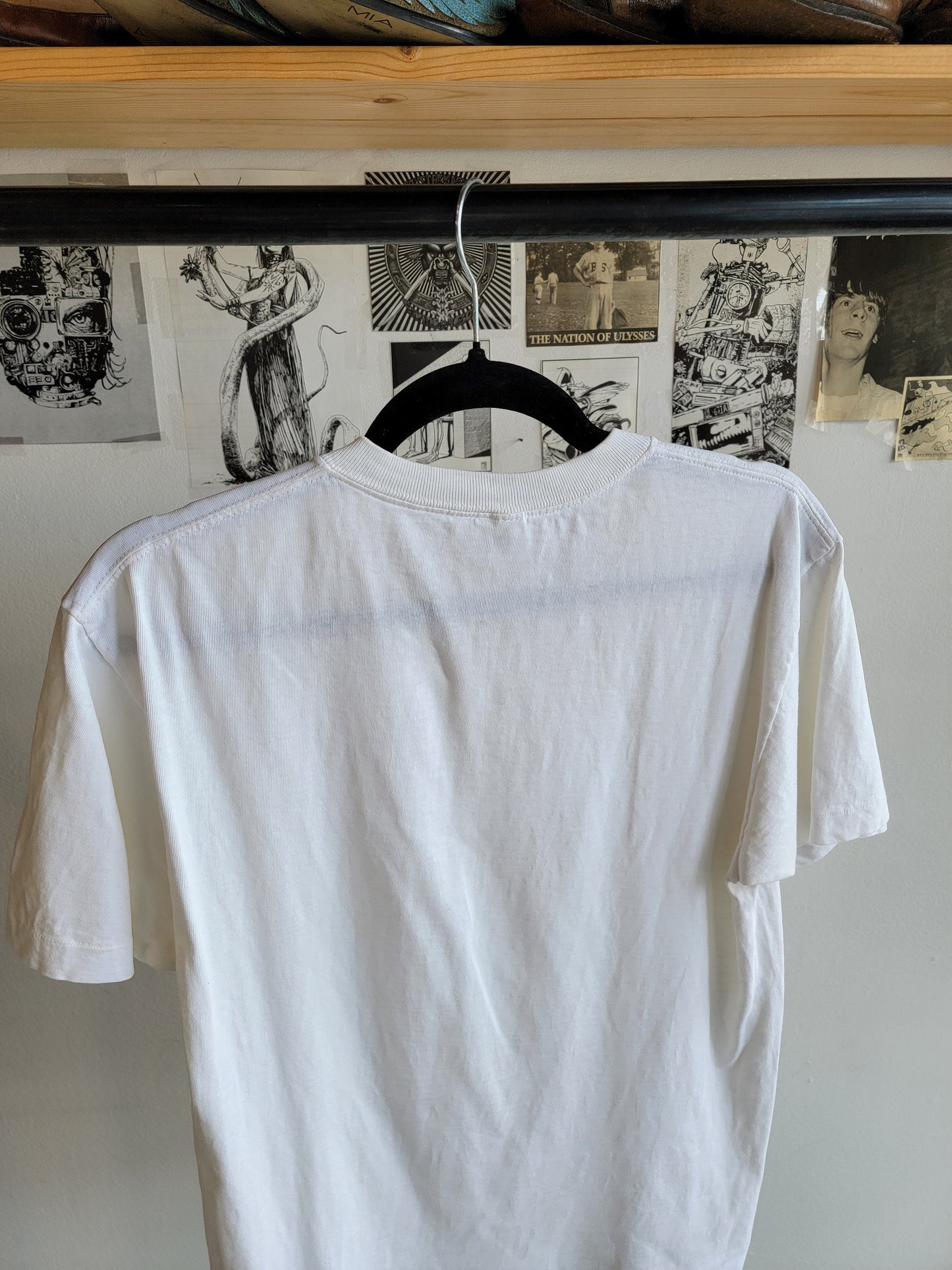 80s Plain White Cotton T-shirt - Medium