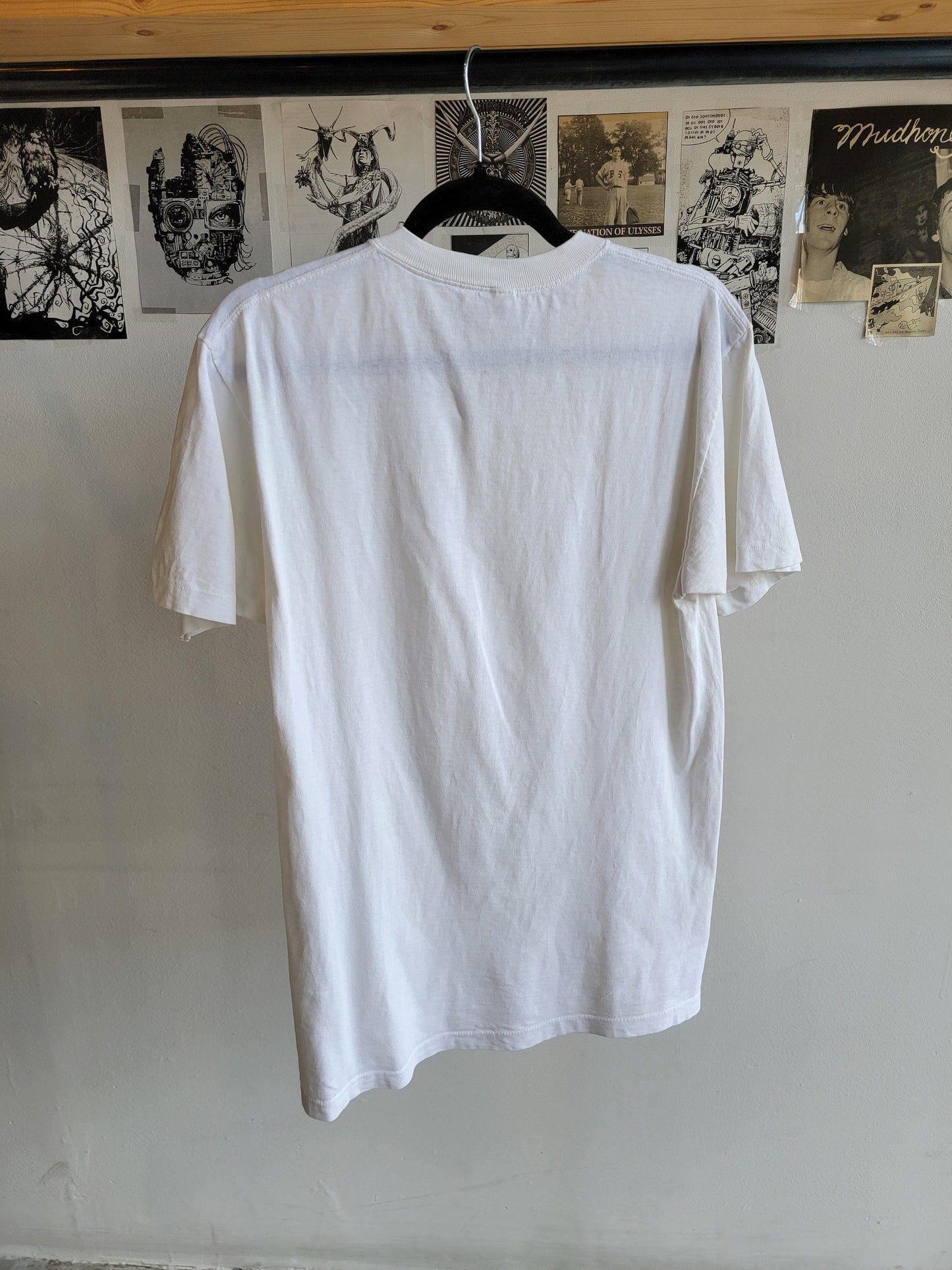 80s Plain White Cotton T-shirt - Medium