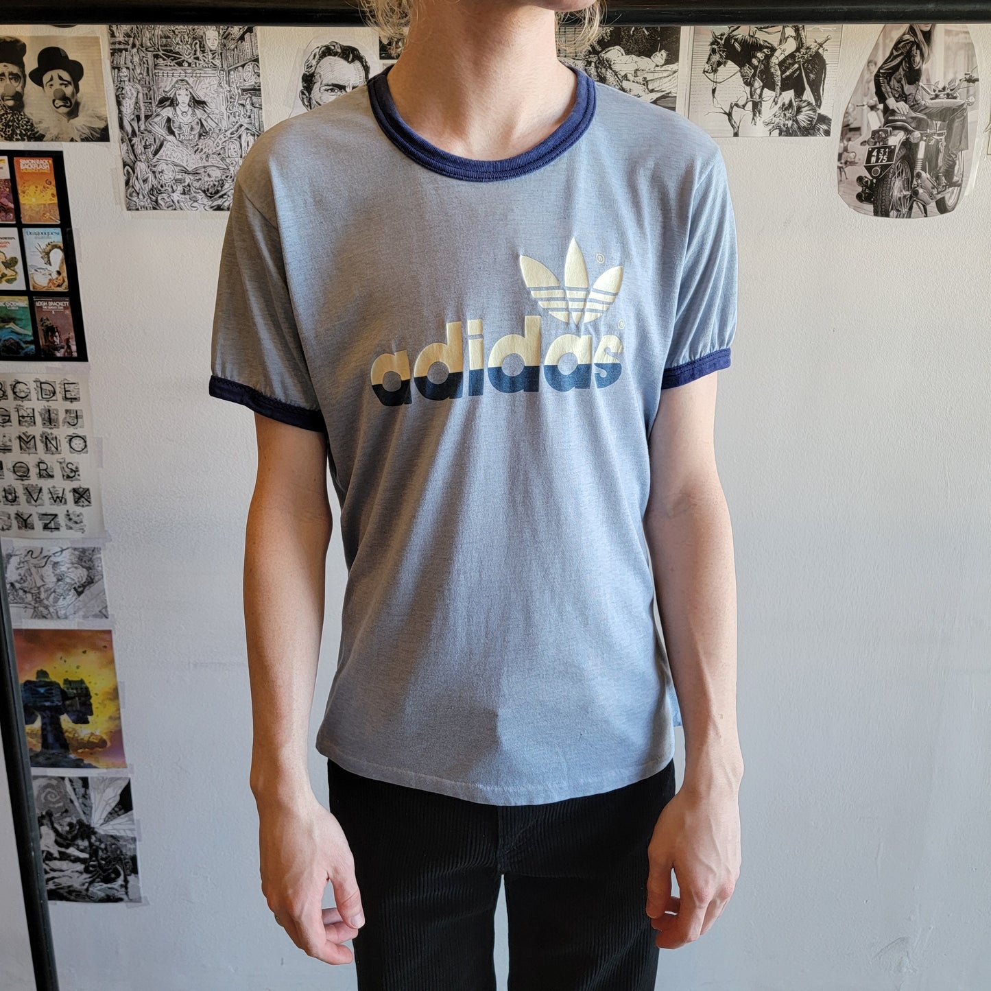 Vintage 1980s Adidas Ringer Tee - Large