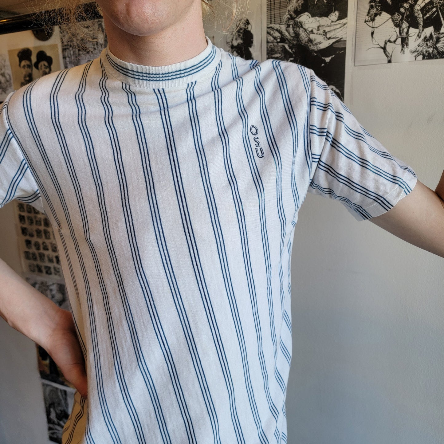 70's Champion Vertical Striped T-shirt -Small