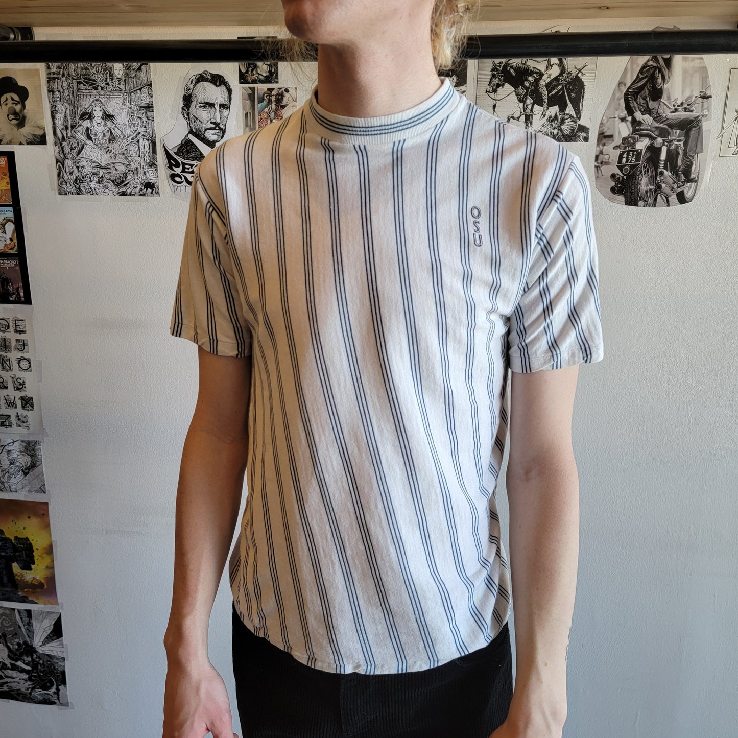 70's Champion Vertical Striped T-shirt -Small